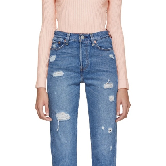 Levi’s Wedgie Icon Fit High Rise Straight Distressed Jeans - Picture 2 of 13